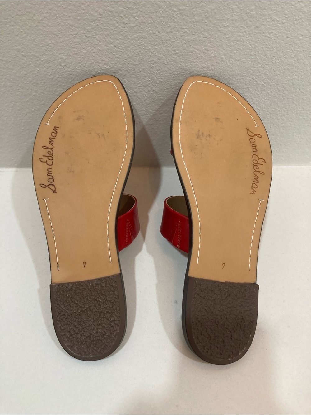 Red Double-Band Slide Sandals - Women's Casual Slides - Picture 4 of 5